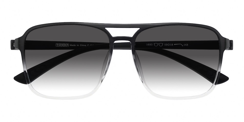 Aviator Black/Crystal Sunglasses  with Gradient Tinted Gray Lenses- SUP2030 | GlassesShop 