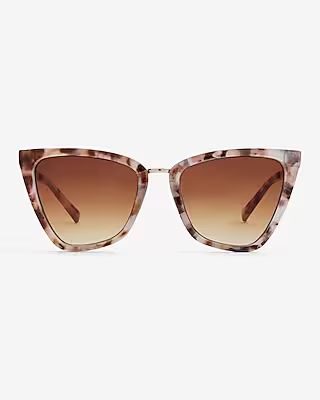 Tortoise Pointed Square Frame Sunglasses | Express