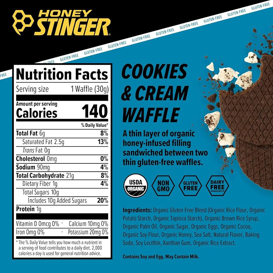 Honey Stinger Organic & Gluten Free Energy Waffle Variety Pack, 12 Salted Caramel and 6 Cookies &... | Amazon (US)