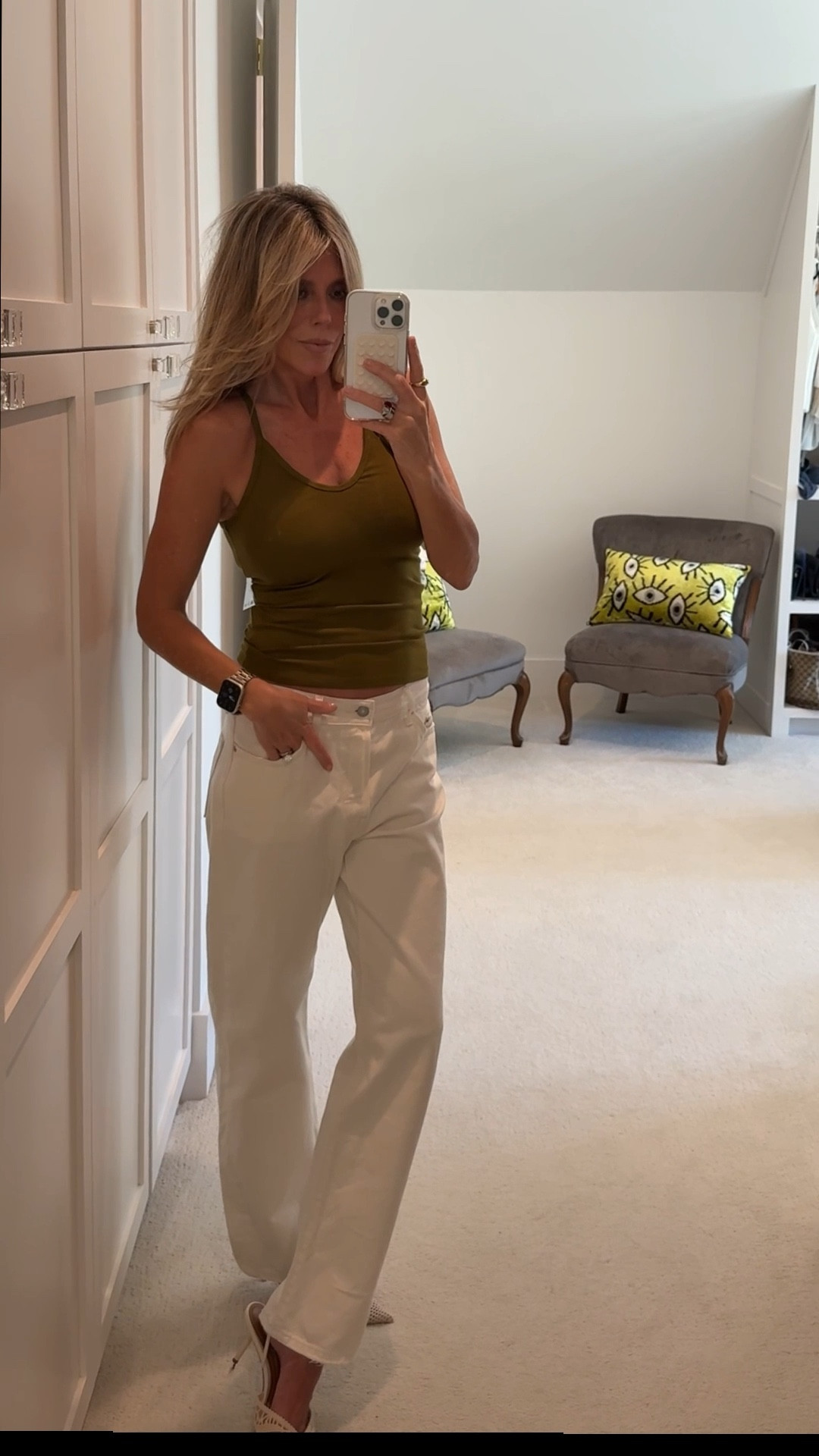 easy tank & jeans & cutest slingbacks 

Tank - wearing medium
Jeans - I sized up 1 bc wanted to sit low on waist and be relaxed 
Slingbacks - tts & I linked the heel pad sticker that I use on these to keep strap secure 