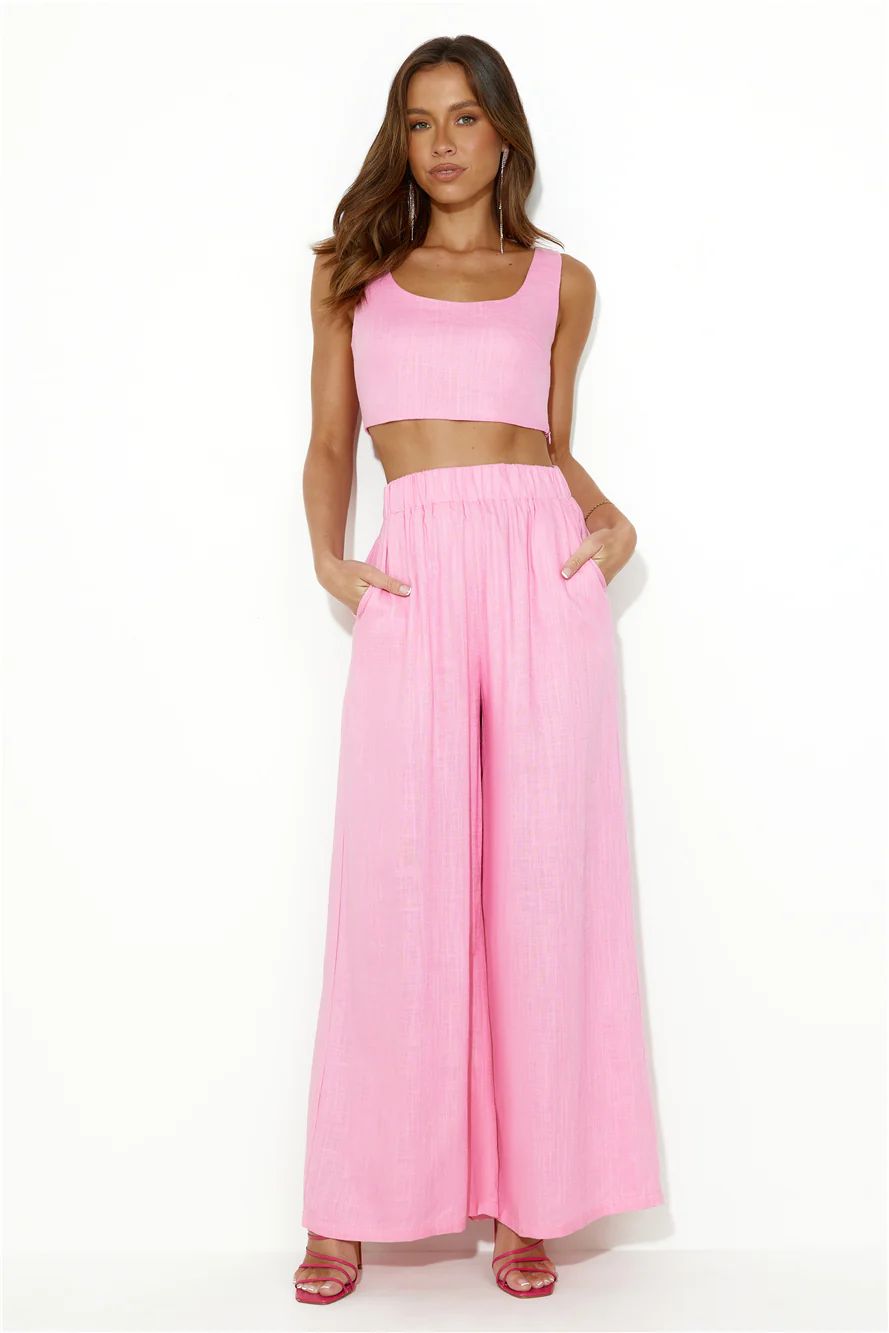 From The Sea Linen Crop Top Pink | Hello Molly