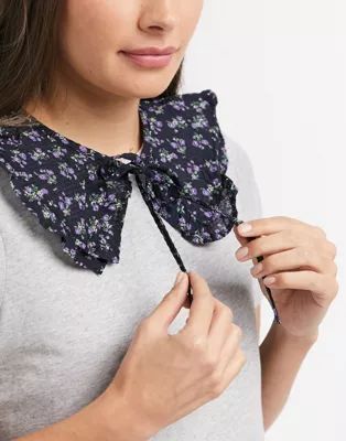 ASOS DESIGN frill collar in black floral | ASOS (Global)
