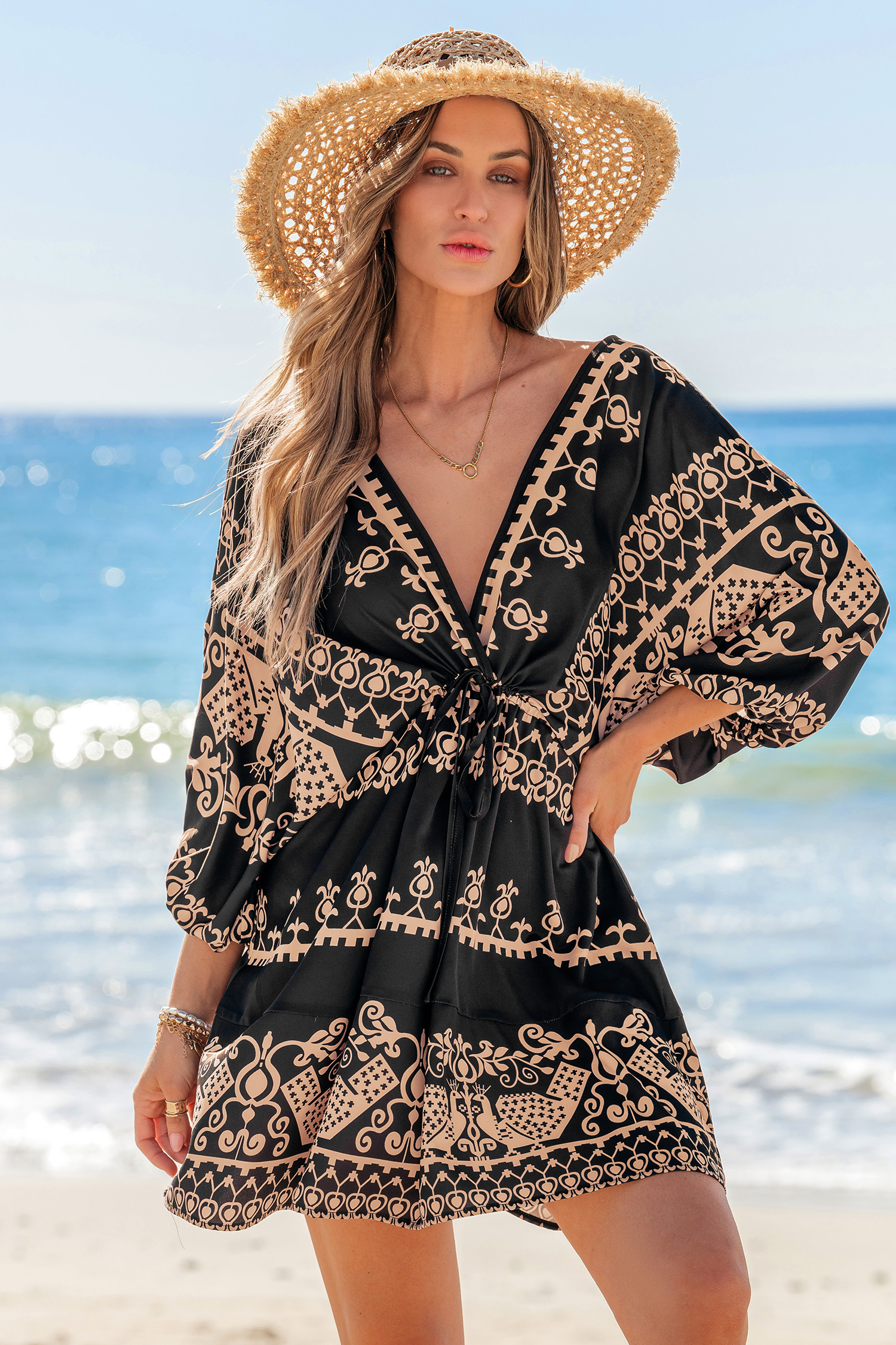 Santorini Breeze Ornate Mini Dress | Cupshe US