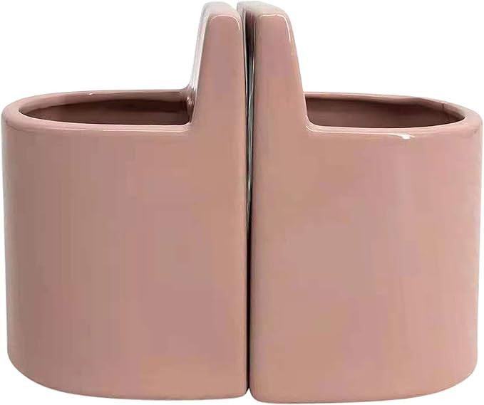 Sagebrook Home Novelty Ceramic Bookends Pouch Decorative Book Ends for Shelves, Book Stopper Deco... | Amazon (US)