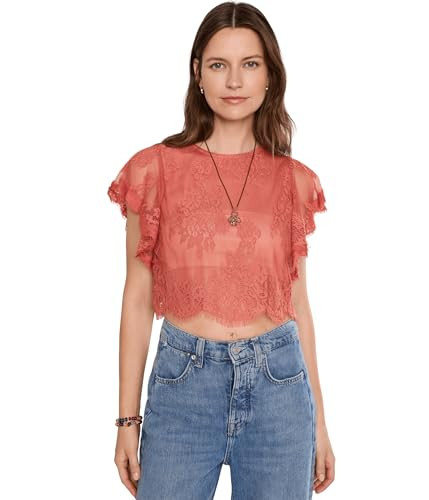 Free People Womens Lunar Ash Lace Top Sunset Medium | Amazon (US)