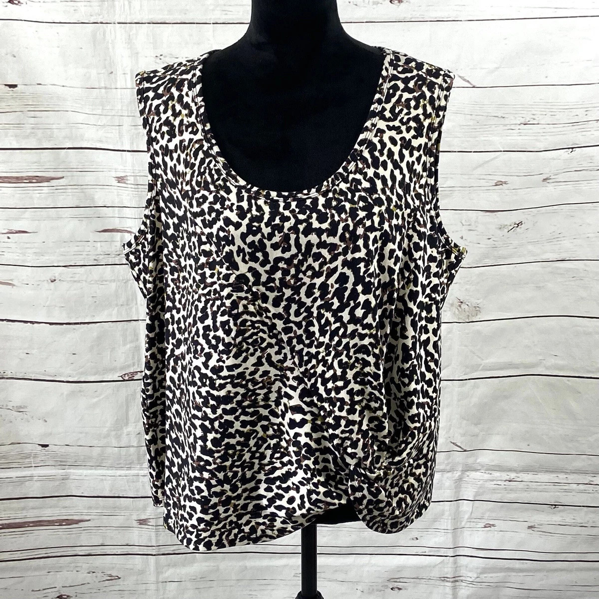 CAbi Top Women’s XXL Brown Leopard Print Sleeveless Knotty Tank NWOT | eBay US