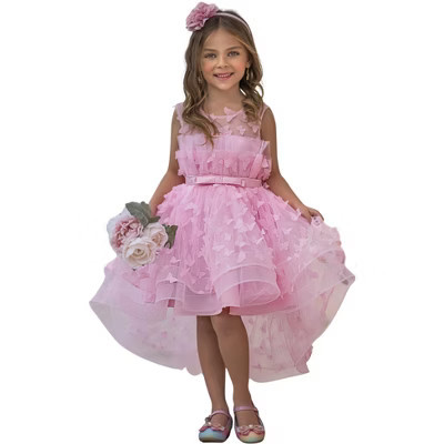 Dreaming With Fairies Pink Butterfly Tulle Dress Mia Belle Girls, Pink, 6 | Target