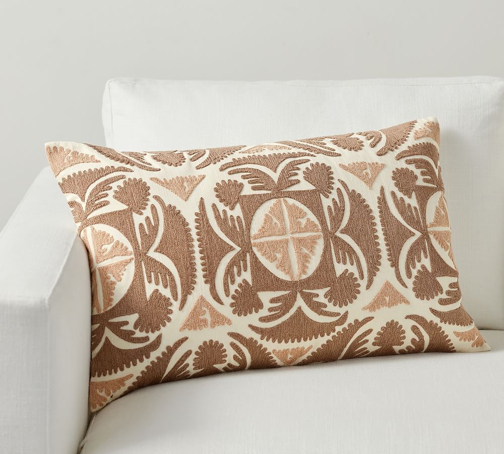 Varick Embroidered Lumbar Throw Pillow | Pottery Barn (US)