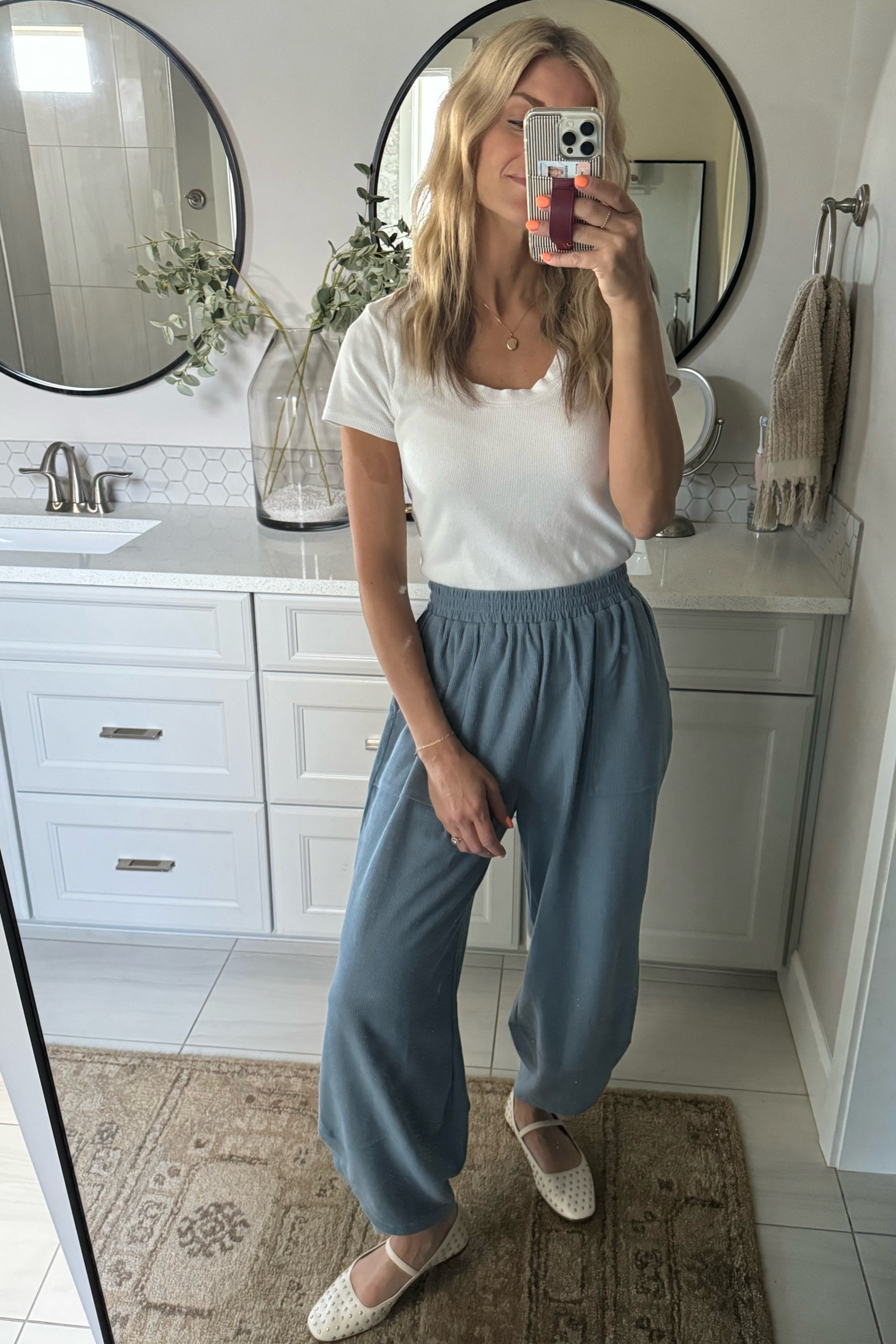 My latest pants obsession. So comfy and cute. I grabbed the dusty blue (seen here) and khaki color in my true size small!

#LTKstyletip #LTKbeauty #LTKover40