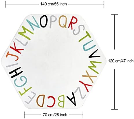 STARUIA Colorful ABC Kids Rug Play Mat for Playroom, 55"x47" Hexagon Washable Nursery Rug for Boy... | Amazon (US)