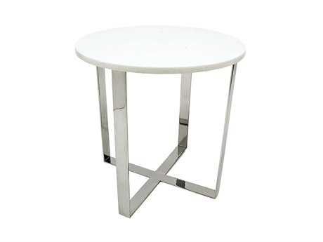 Allan Copley Designs Keira 24 Round white End Table | LuxeDecor