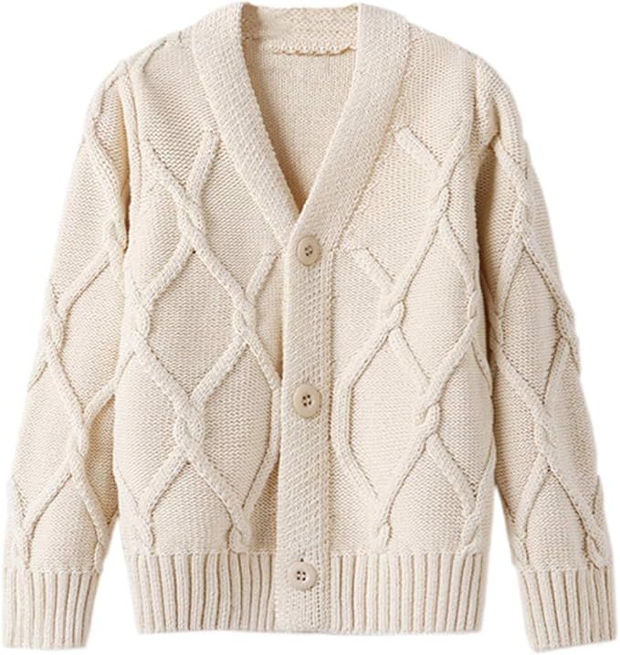 DAIMIDY Boy's Cable Knit Chunky Cardigan Sweater, 2-10 Years | Amazon (US)