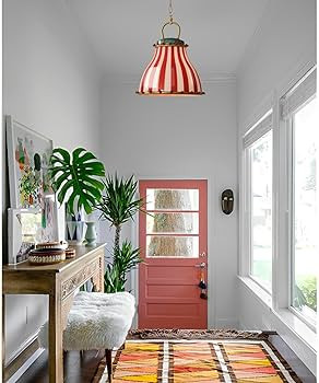 Vintage Pendant Light 13 Inch American Red and White Stripe Design Glass Shade Home Decor Atmosph... | Amazon (US)