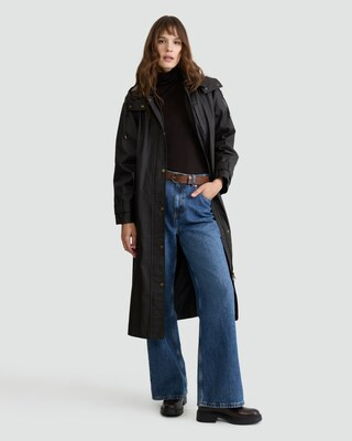 F&F Shower Resistant Waxed Collared Longline Coat in Brown | Tesco F&F