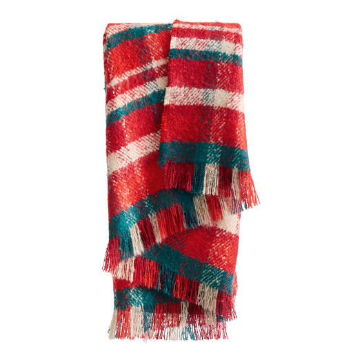 Red and Green Plaid Holiday Throw Blanket by World Market | World Market