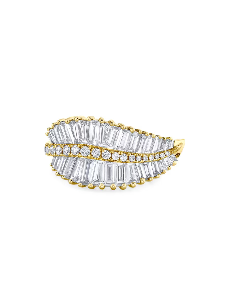 Sideways Palm Leaf 18K Gold & Diamond Ring | Saks Fifth Avenue