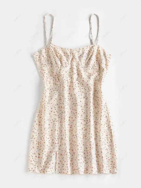 ZAFUL Tiny Floral Print Front Slit Mini Dress | ZAFUL (Global)