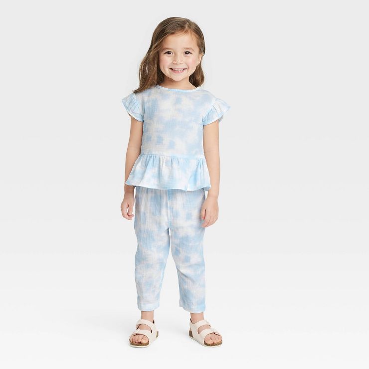 Toddler Girls' Tie-Dye Gauze Top & Skirtall Set - Cat & Jack™ Blue | Target