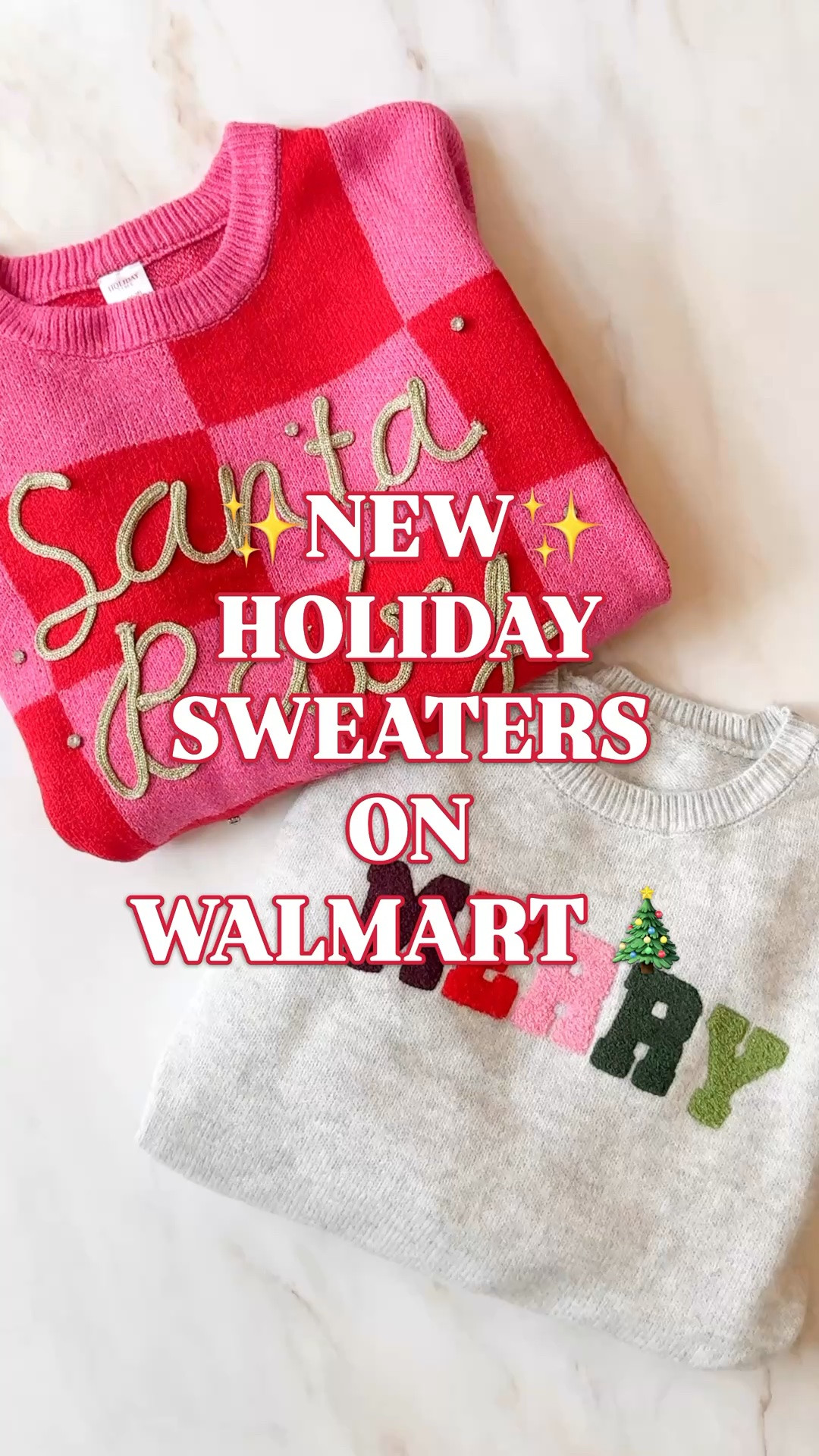 NEW HOLIDAY SWEATERS ON WALMART 💗🎄

Pink and red checks, gold lettering and bows down the sleeves? Walmart is making a very convincing case for starting the holiday outfit shopping early.

These holiday sweaters have that colorful, feminine holiday look I love. The Santa Baby sweater even has little sparkly embellishments, while the Merry sweater brings pink, red and green lettering to a cream knit. Such cute Walmart finds for anyone whose Christmas wardrobe involves a little extra color.

Wear them with jeans for Christmas shopping and cookie exchanges, or a skirt for a holiday party outfit. They’re also such a fun option for teacher Christmas outfits and school holiday spirit days. A festive sweater you can wear for the plans already on your calendar.

Walmart Christmas sweaters women, women’s holiday sweaters, Santa Baby sweater, Merry sweater, pink Christmas sweater, red and pink checkered sweater, Christmas sweater with bows, colorful holiday outfits, preppy Christmas outfits, holiday party sweater, teacher Christmas outfits, Christmas spirit week outfits, casual Christmas outfits, festive knit sweater, Walmart holiday fashion, Walmart finds @Walmart 

#LTKHoliday #LTKFindsUnder50 #LTKStyleTip #ChristmasSweater #PreppyStyle #HolidayOutfits #WalmartFinds #HolidaySweater #WalmartStyle

#LTKSeasonal #LTKootd #LTKKids