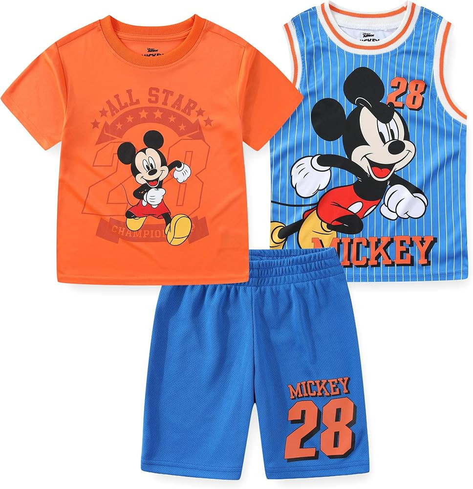 Disney Mickey Mouse Boys Short Sleeve T-Shirt, Tank Top and Shorts 3 Piece Set for Toddlers and B... | Amazon (US)