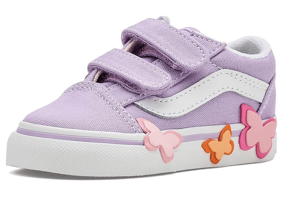 Vans Kids Old Skooltm V Butterfly (Infant/Toddler) Kid's Shoes Soft Orchid : 5.5 Toddler M, Canvas/Suede | Zappos