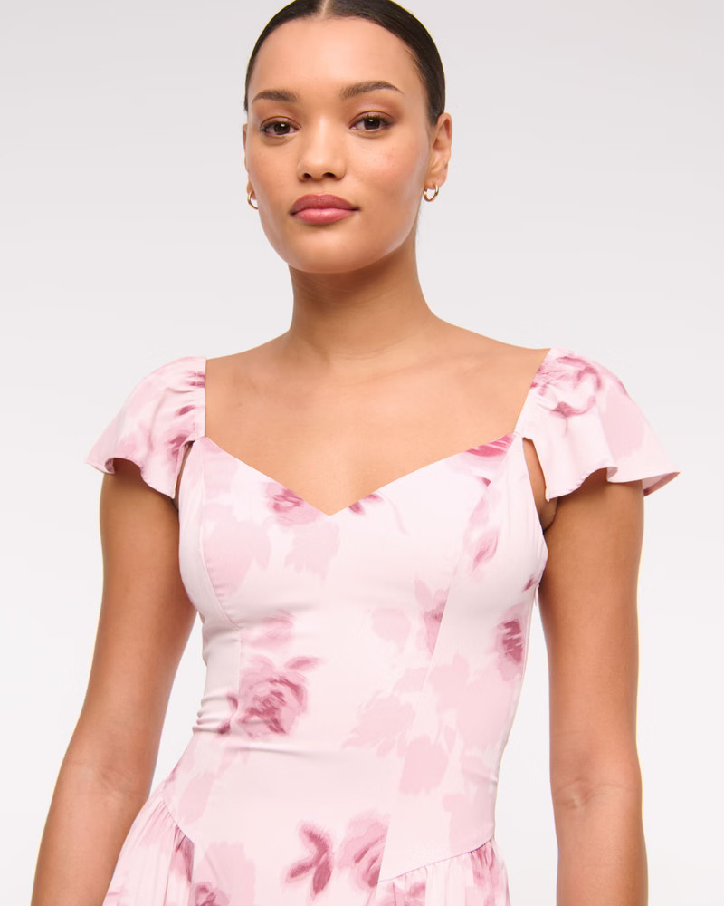 Flutter Sleeve Midi Dress | Abercrombie & Fitch (US)
