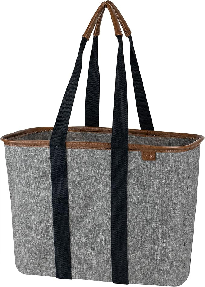 CleverMade Collapsible LUXE Tote, Heather Gray/Black - 30L (8 Gal) Structured Tote Bag with Handl... | Amazon (US)