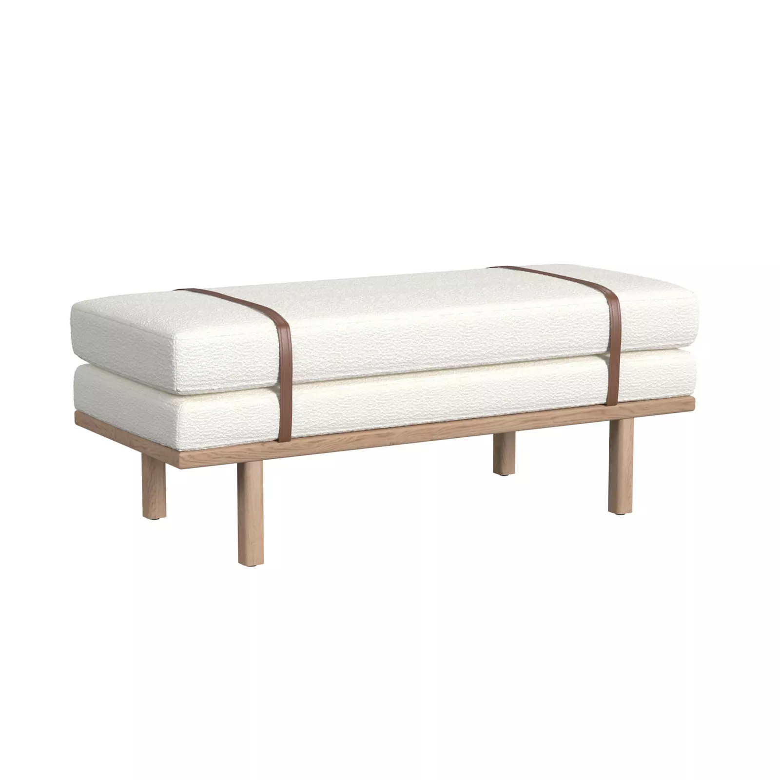 HomePop Cream Boucle Upholstered Bench with Wood Base, Ivory Boucle | Kohl's