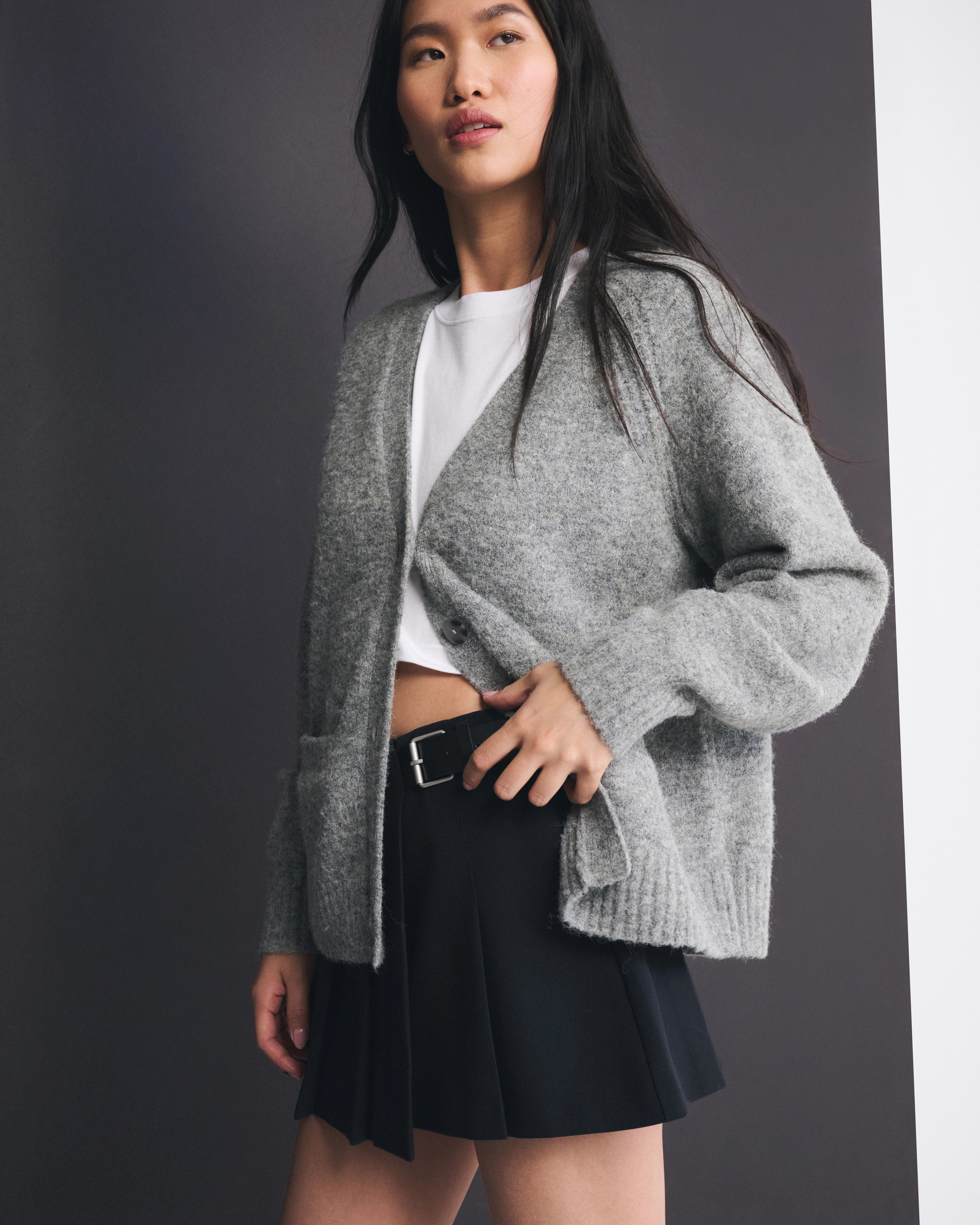 Hardware Pleated Wrap Mini Skort | Abercrombie & Fitch (US)