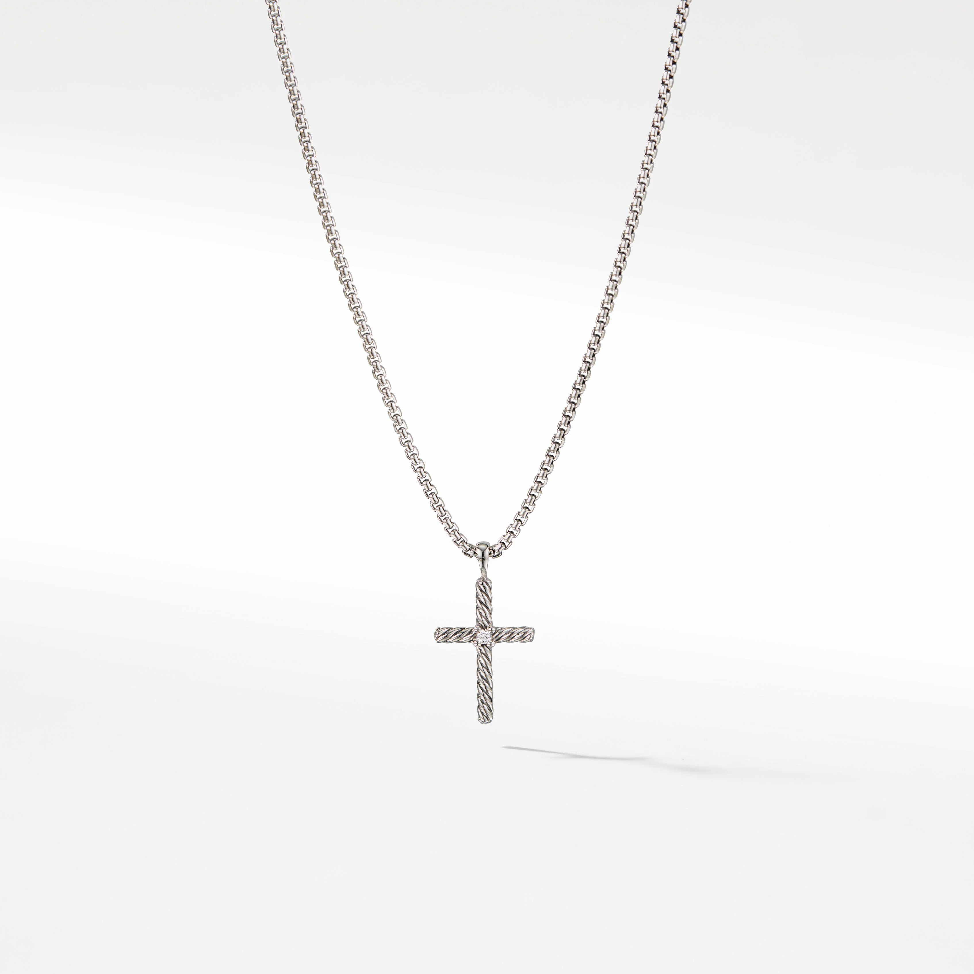 Cable Classics Cross Necklace with Center Diamond | David Yurman