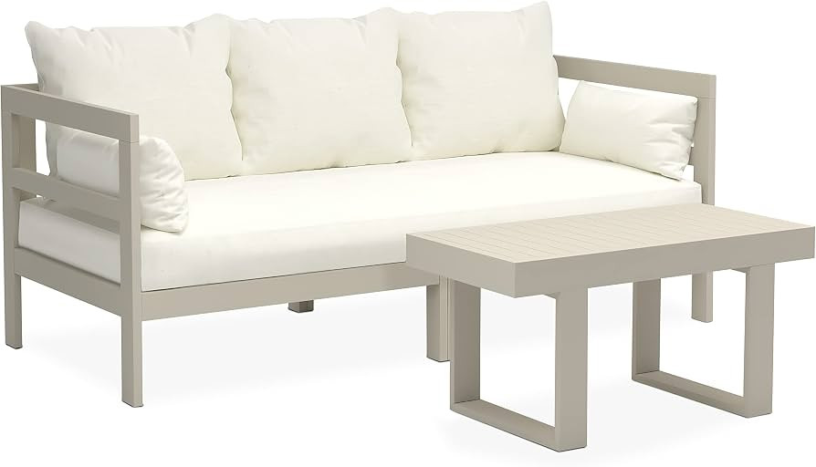 Milliard Outdoor Sofa Patio Furniture Set, Modern Wood Couch with Cushions and Coffee Table, 74 I... | Amazon (US)