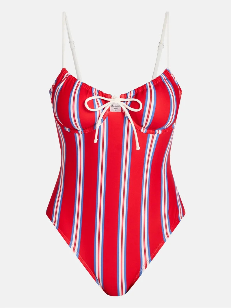 No Boundaries Striped Underwire One Piece Swimsuit, Women's XXS-XXL - Walmart.com | Walmart (US)