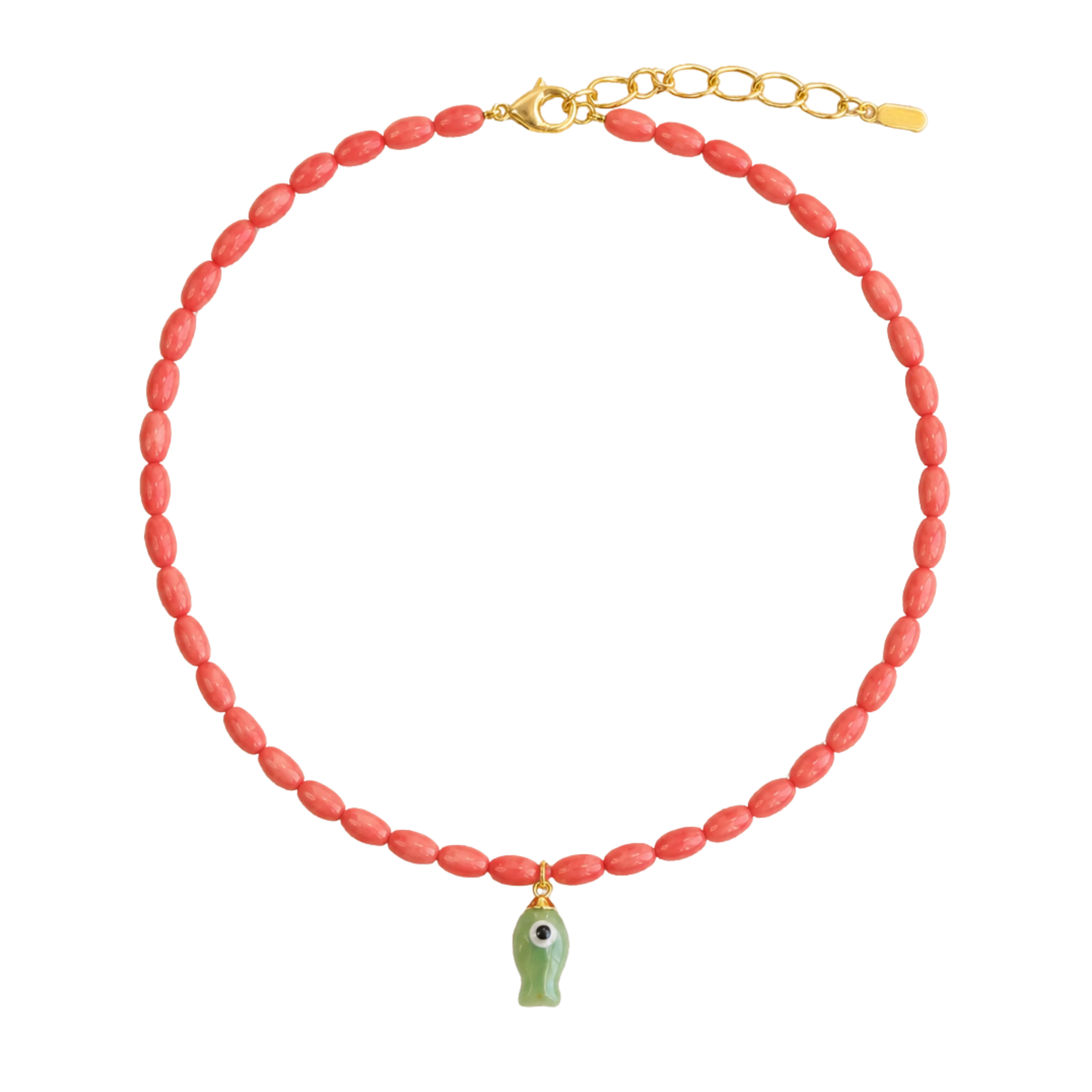Pink Beaded Fish Necklace | Logan Tay