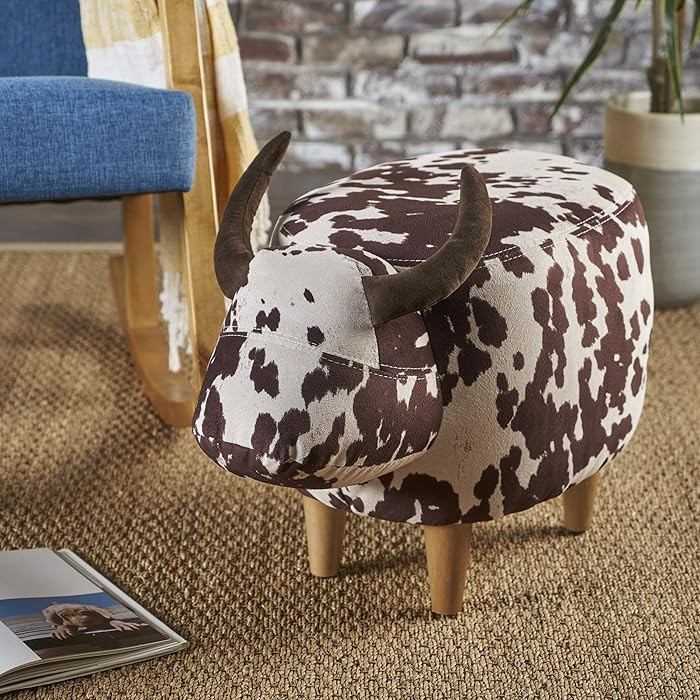 Christopher Knight Home Bessie Patterned Velvet Cow Ottoman, Brown Milk Cow / Natural | Amazon (US)