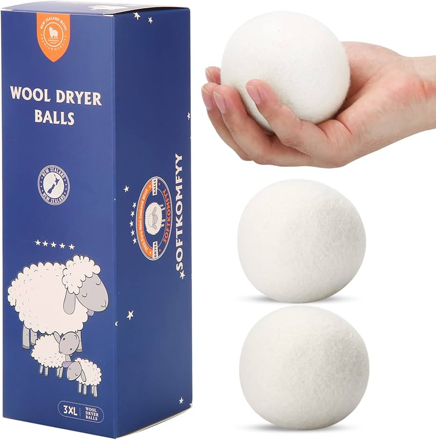 Wool Dryer Balls Handmade 3 Pack XL,Organic Laundry Dryer Balls,100% New Zealand Wool Natural Fab... | Amazon (US)