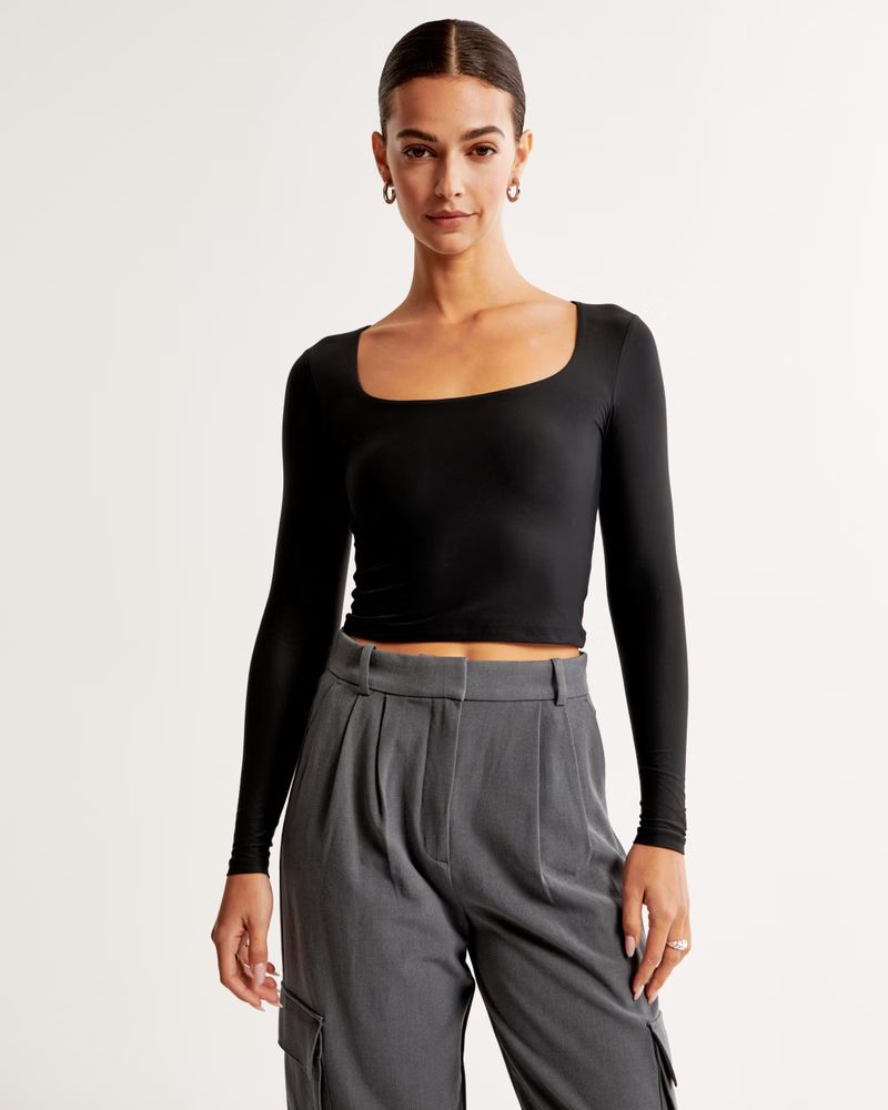 Soft Matte Seamless Long-Sleeve Squareneck Top | Abercrombie & Fitch (US)