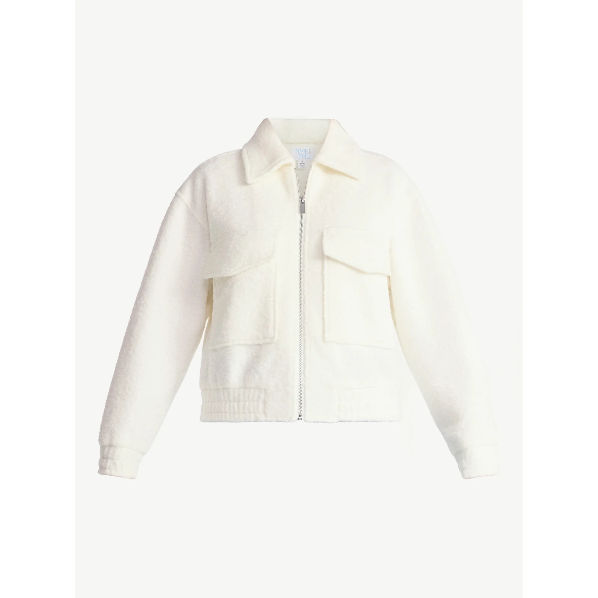Time and Tru Women's Boucle Zip Bomber Jacket, Midweight, Sizes XS-XXXL | Walmart (US)