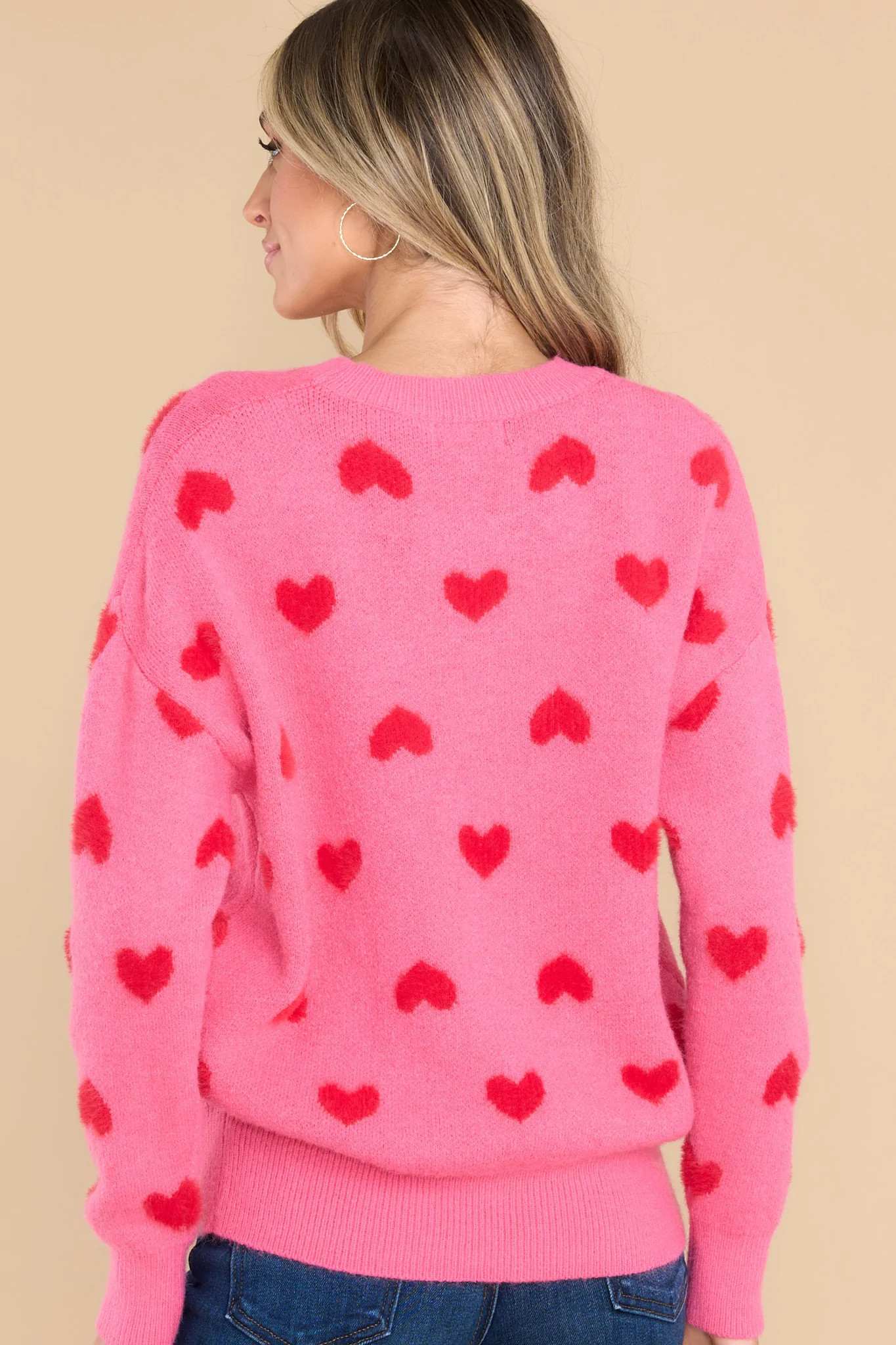 Special Place In My Heart Hot Pink Sweater | Red Dress 