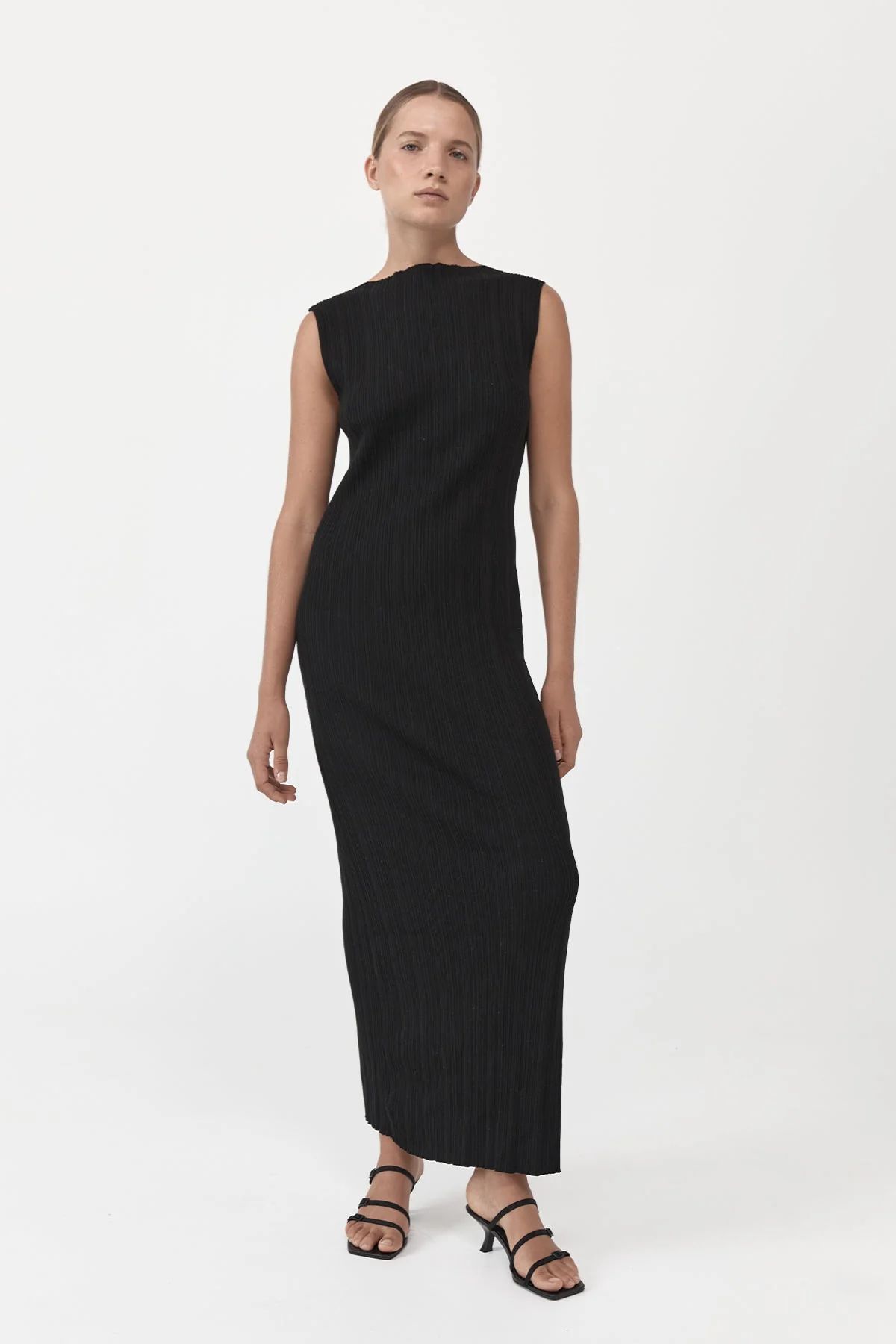 Vas Pleat Knit Dress - Black | St. Agni