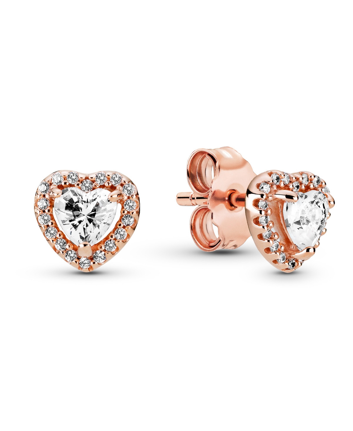 Pandora Clear Cubic Zirconia Heart Stud Earrings - Rose Gold | Macy's