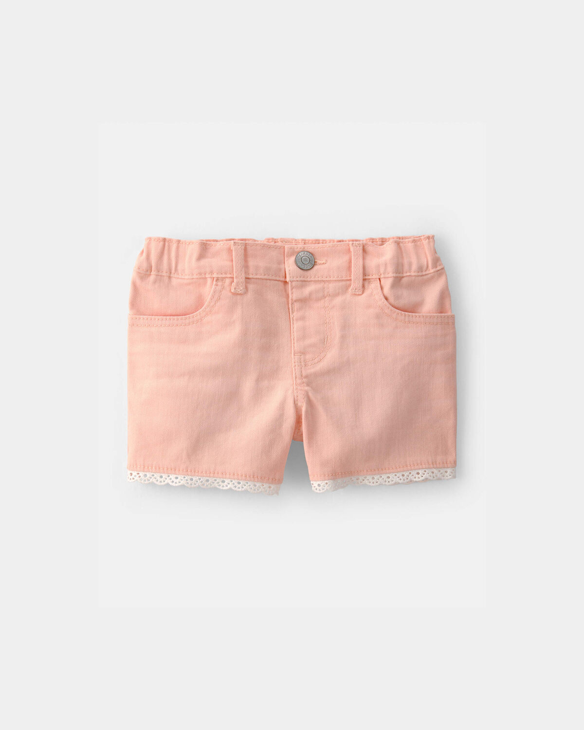 Toddler Girl Eyelet Trim Twill Shorts - Peach | Carter's Inc