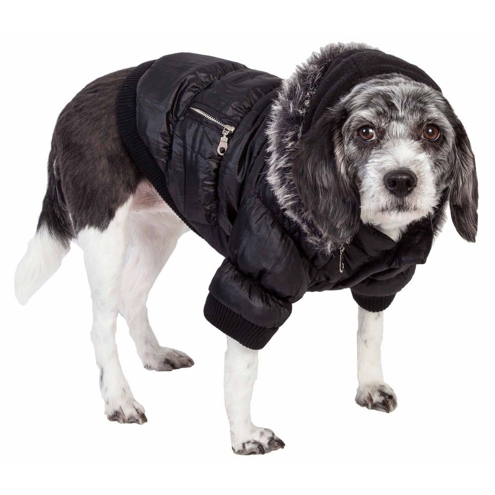 Pet Life Metallic Fashion Dog Parka Coat - Black - M | Target