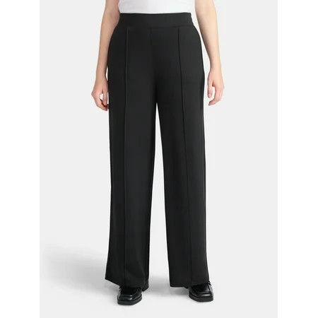 Time and Tru Women s Knit Wide Leg Pants Sizes XS-XXXL | Walmart (US)