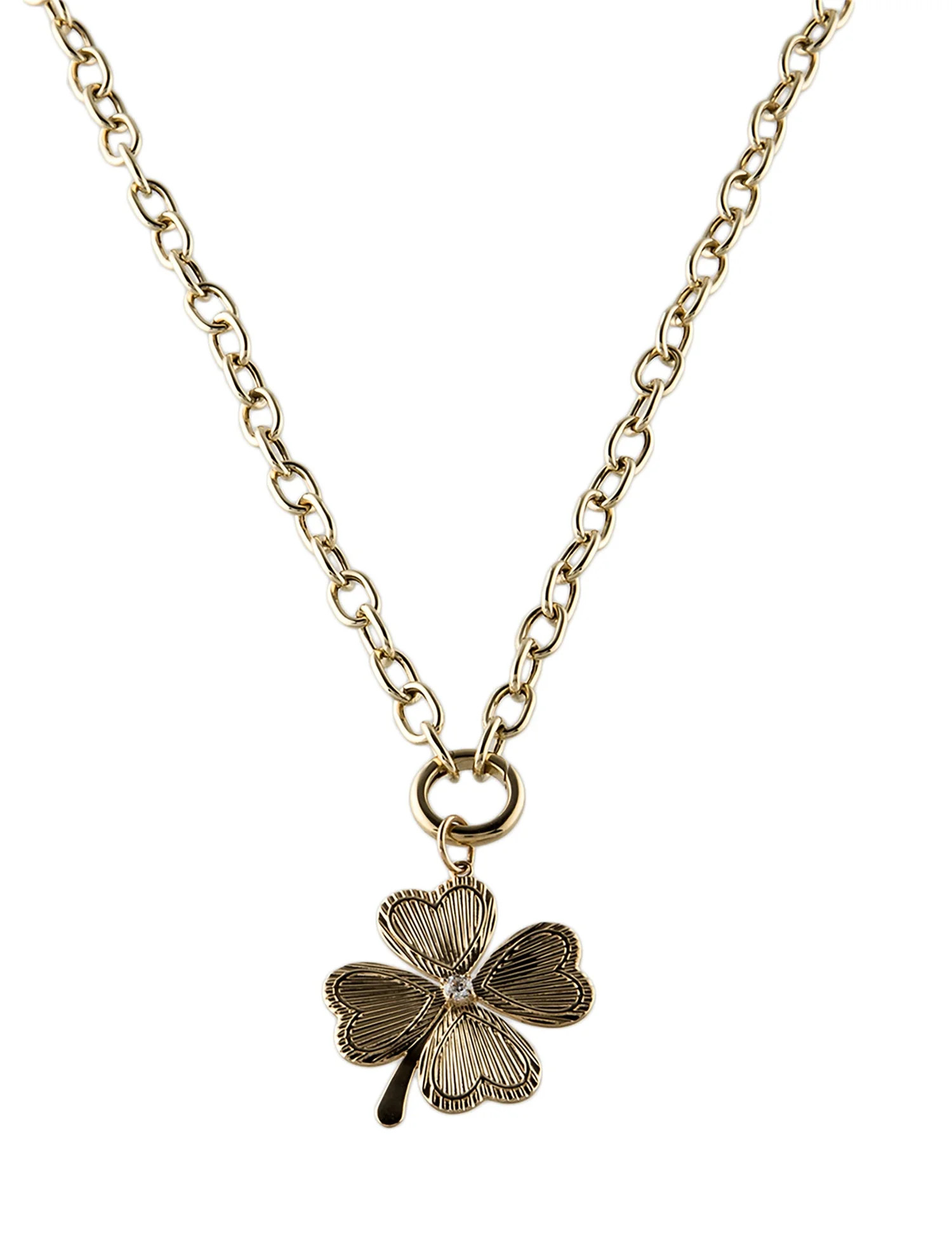 14K Diamond Clover Pendant Necklace | The RealReal