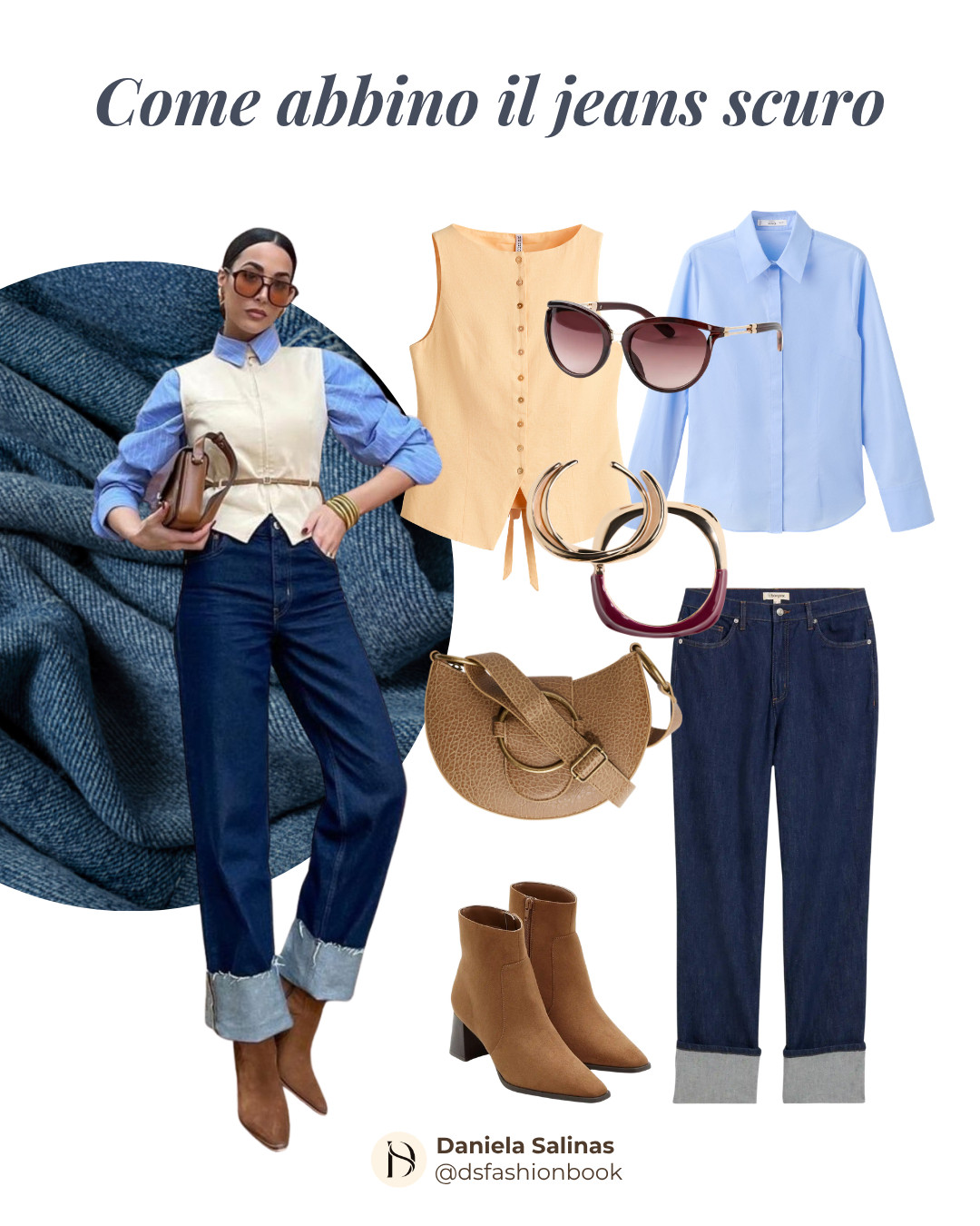 Come abbinare il jeans scuro in modo elegante e versatile  
Il jeans scuro è uno dei capi più strategici del guardaroba: slancia, valorizza ogni silhouette e si adatta a look casual, chic e più formali. In questo carosello trovi 5 idee outfit per indossarlo da mattina a sera, con abbinamenti semplici ma d’effetto.

Dalle righe al trench, dalla camicia azzurra al gilet, dal rosso luminoso al blazer cammello: ogni look mostra come creare outfit equilibrati, moderni e facili da replicare. Se stai costruendo un guardaroba funzionale e raffinato, il denim scuro è un alleato perfetto. 

 #LTKitalia #LTKeurope #LTKjeans