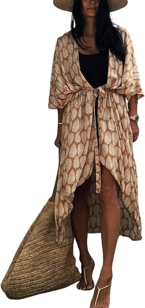 Roselychic Beach Coverup for Women Swimwear Cover Ups Lightweight Kimonos Long Summer Cardigan | Amazon (US)