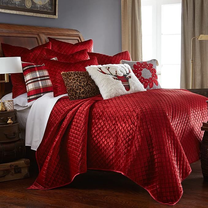 Levtex Home - Red Velvet Quilt Set - King/Cal King Quilt + Two King Pillow Shams - Luxurious Quil... | Amazon (US)