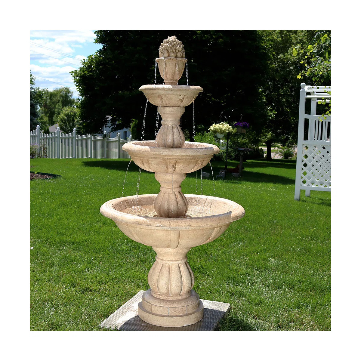 Durrant Cornucopia Traditional Beige Polyresin 3-Tier Outdoor Water Fountain | Wayfair North America