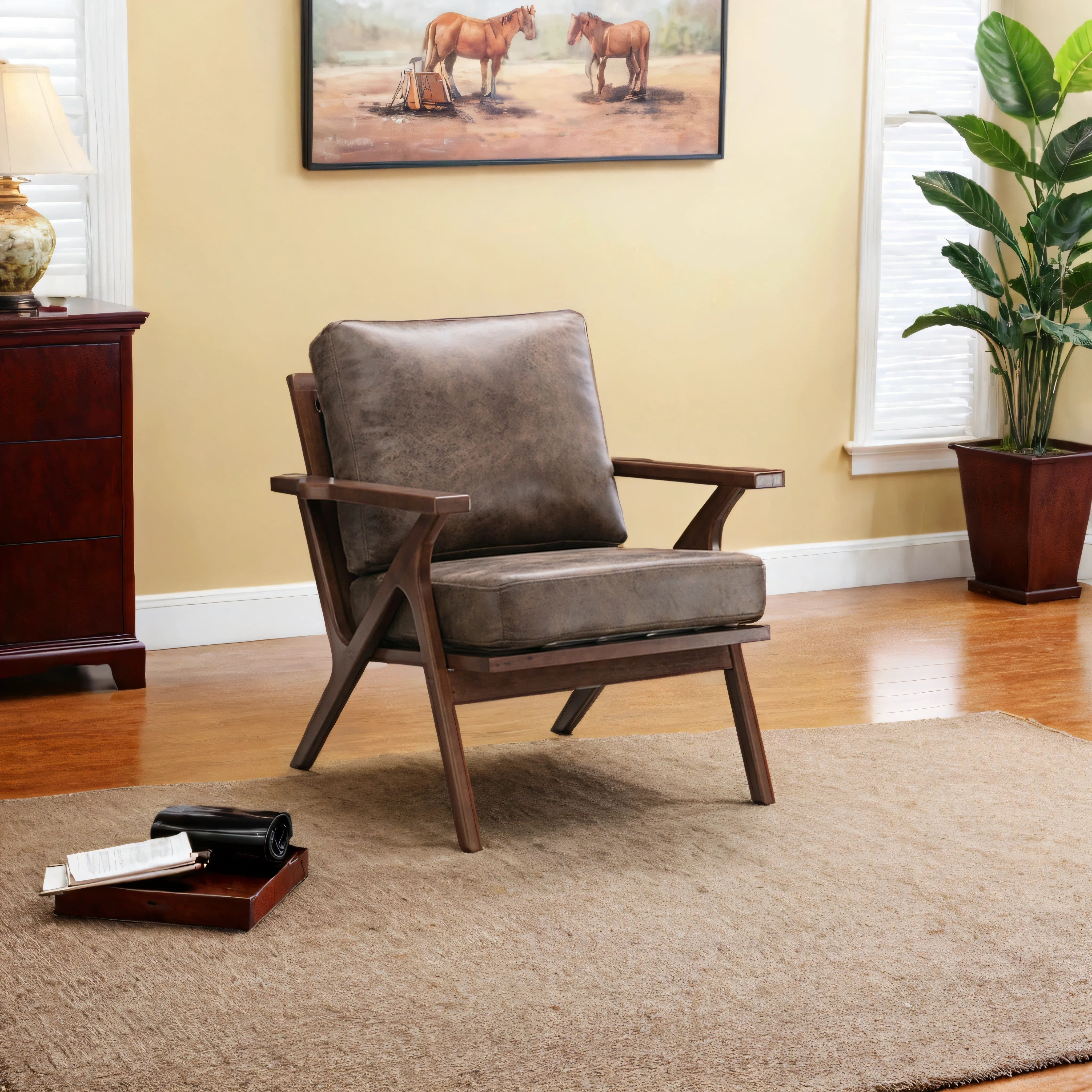 Salma 33" Wide Solid Wood Frame Upholstered Mid Century Modern Retro Accent Chair | Wayfair North America