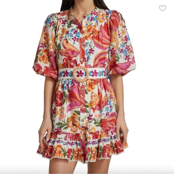 FARM Rio White Spring Bananas Belted Mini Dress | Poshmark